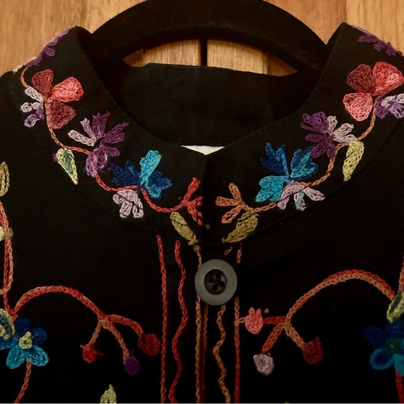 BFA Classics Retro Vintage Y2K Inspired Sz M Black W/ Floral Embroidery Cut #:12 - Picture 4 of 16